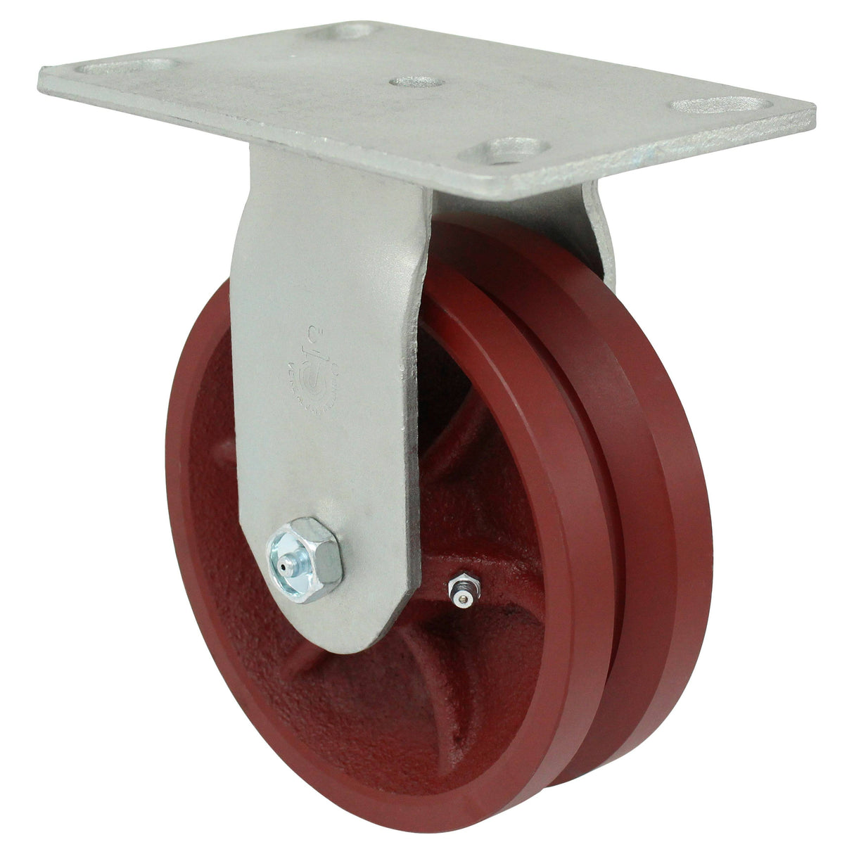 6" x 2" Medium Heavy Duty Rigid Caster with Ductile Steel V-Groove Wheel - 44DV60JT0419YY