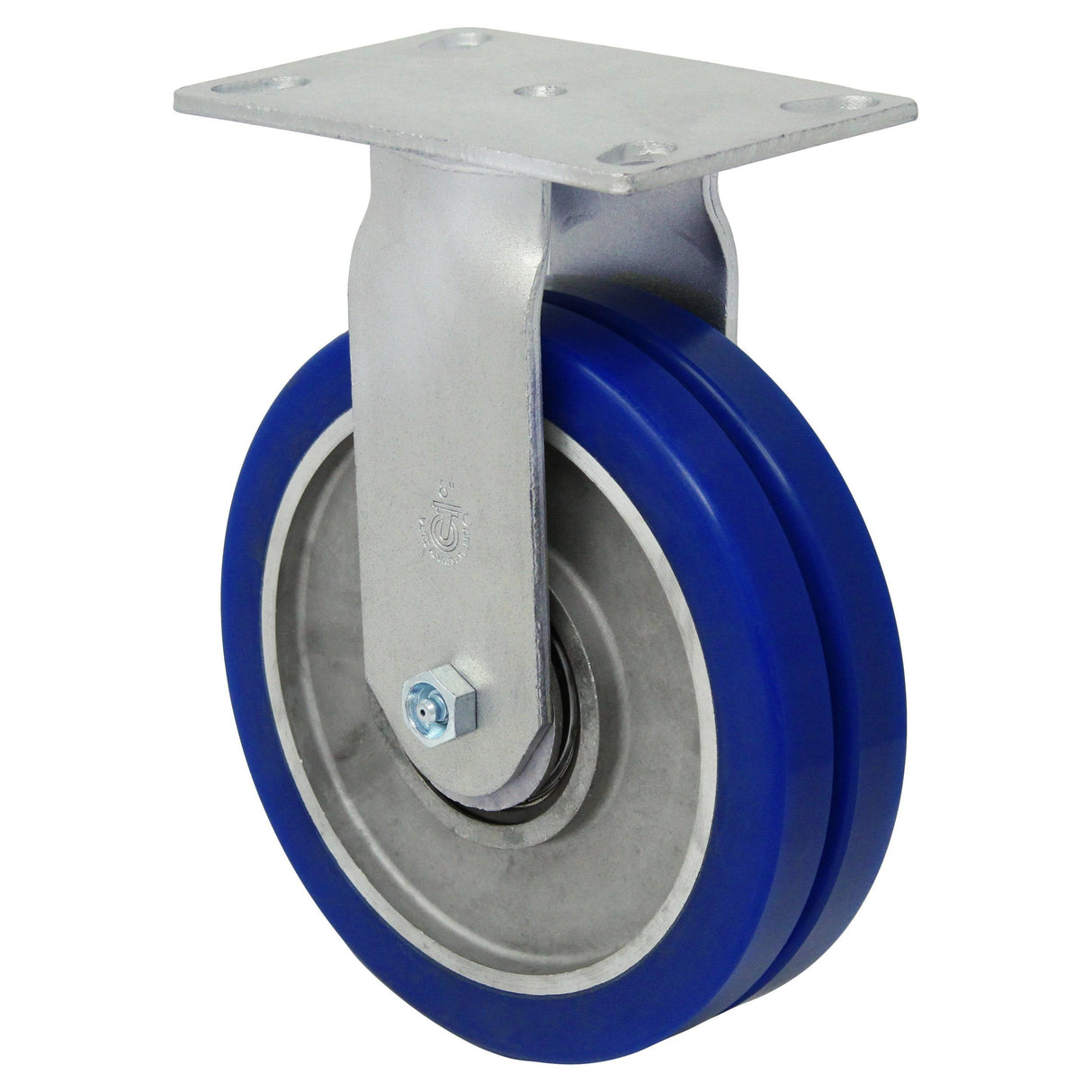 8" x 1" x (2) Medium Heavy Duty Rigid Caster with Dual Round Tread Polyurethane Wheels - 44DW80JBT319YY