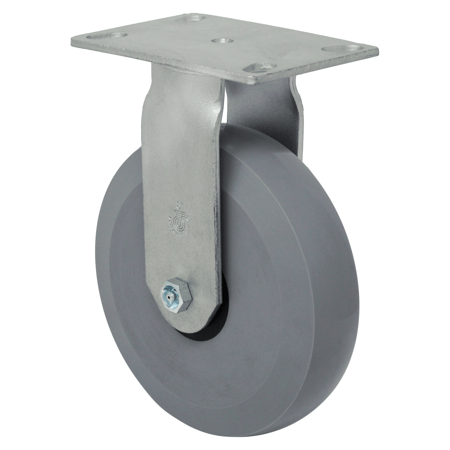 8" x 2" Medium Heavy Duty Rigid Caster with Ergolastomer Wheel - 44HU80JI6419YY
