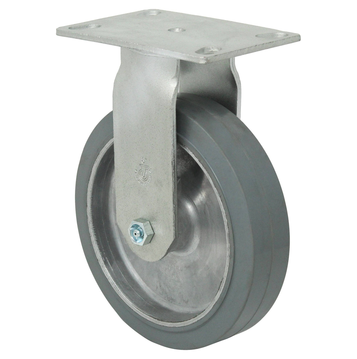 8" x 2" Medium Heavy Duty Rigid Caster with Rubber on Aluminum Wheel - 44RA80JI6019YY