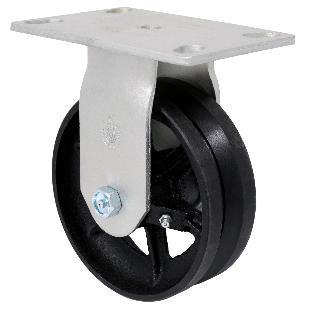 6" x 2" Medium Heavy Duty Rigid Caster with Cast Iron V-Groove Wheel - 44VG60JT0419YY