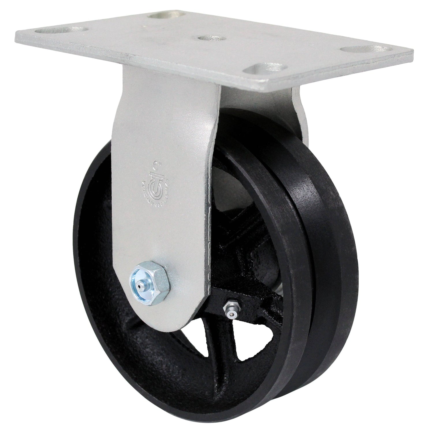 6" x 2" Medium Heavy Duty Rigid Caster with Cast Iron V-Groove Wheel - 44VG60JT0419YY