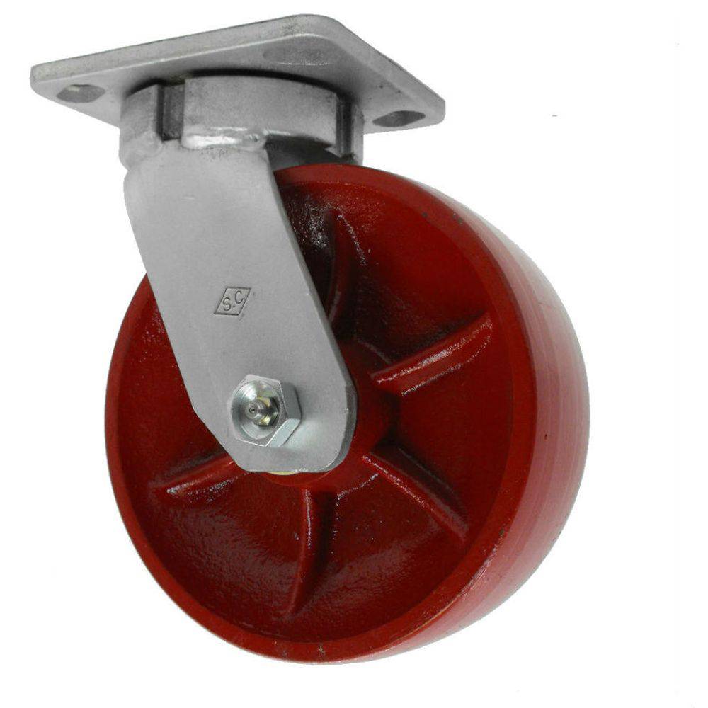 6" x 2" Heavy Duty Kingpinless Swivel Caster with Energy Saver Ductile Steel Wheel - 45CD60JR0417YY