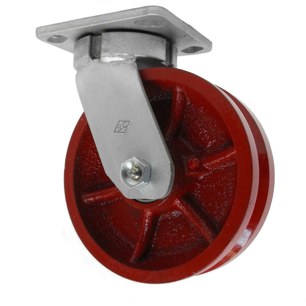 6" x 2" Heavy Duty Kingpinless Swivel Caster with Ductile Steel V-Groove Wheel - 45DV60JT0417YY