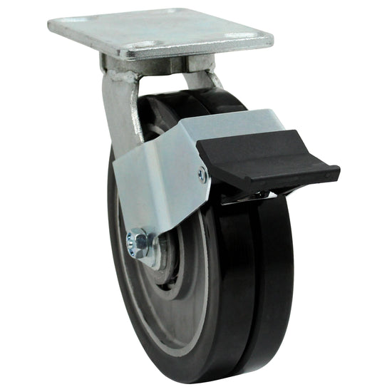 8" x 1" x (2) Heavy Duty Kingpinless Swivel Caster with Dual Round Tread Polyurethane Wheels - 47DW80JLT319UY