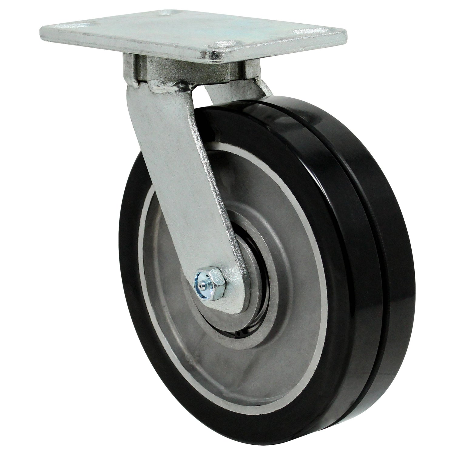 8" x 1" x (2) Heavy Duty Kingpinless Swivel Caster with Dual Round Tread Polyurethane Wheels - 47DW81JLT319YY