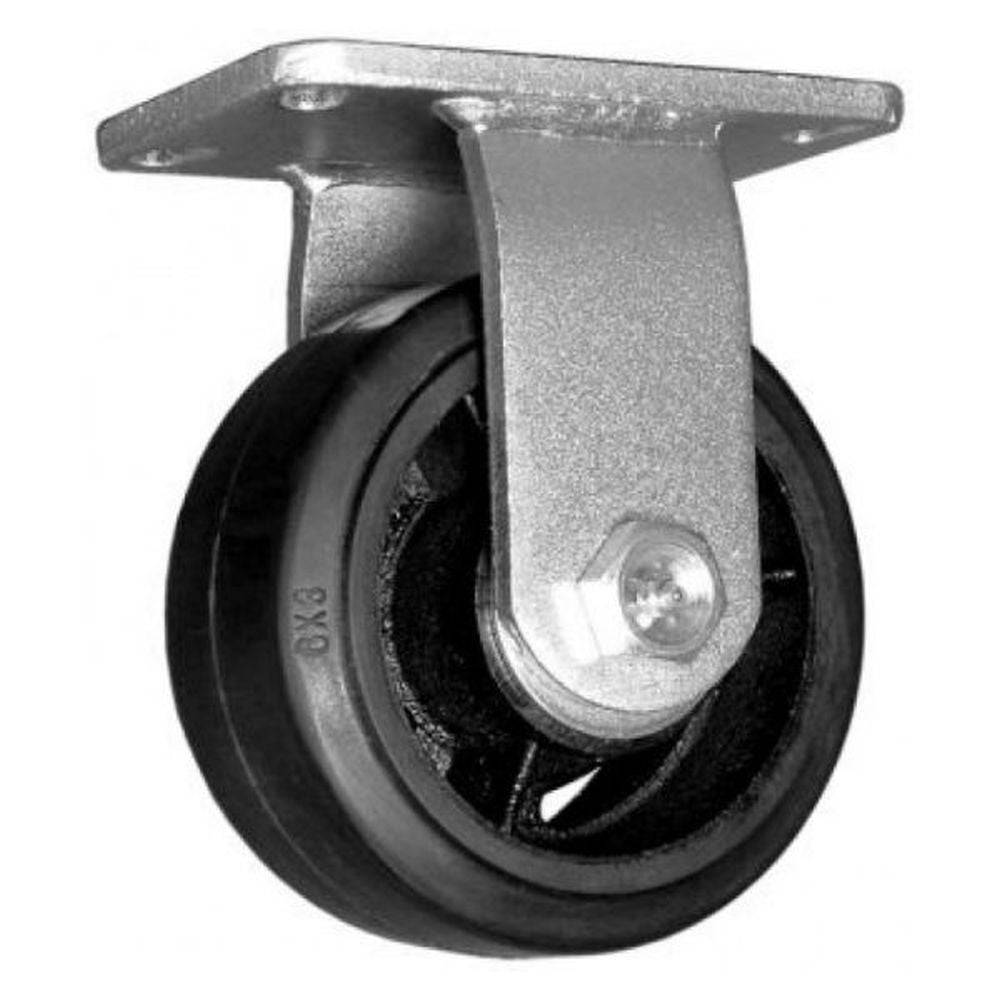 6" x 3" Heavy Duty Series Rigid Caster with Mold-On Rubber on Cast Iron Wheel - 54RS60LB2419YY