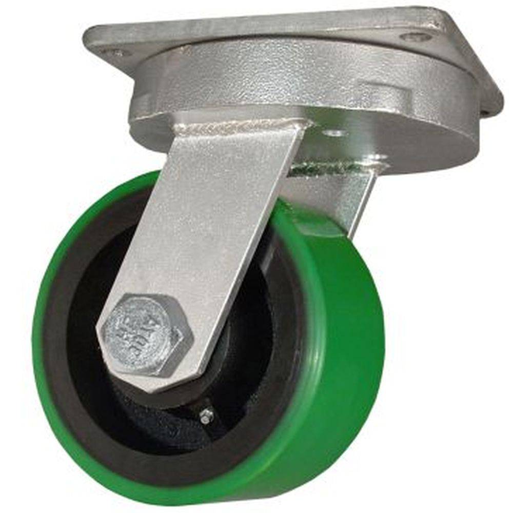8" x 4" Extreme Duty Kingpinless Series Swivel Caster with Ultra-Poly Wheel - 65EX80NG3345PY