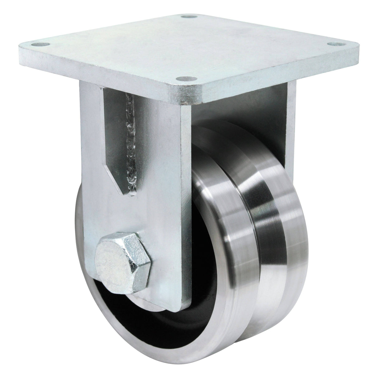 8" x 4" Extreme Duty Series Rigid Caster with Forged Steel V-Groove Wheel - 66FV80NW7445YY