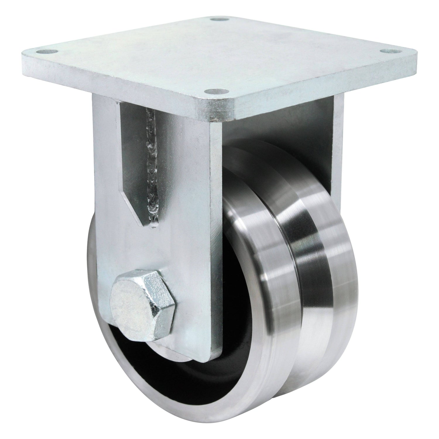 8" x 4" Extreme Duty Series Rigid Caster with Forged Steel V-Groove Wheel - 66FV80NW7445YY