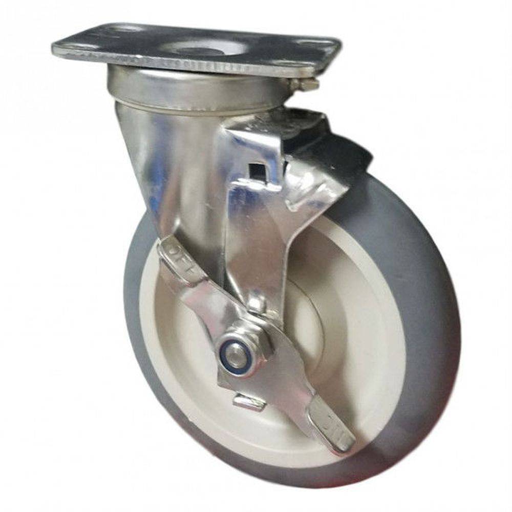 5" x 1-1/4" Food Service/Institional Stainless Steel Swivel Caster with Thermo-Pro Wheel - 73TP50GY4706TY