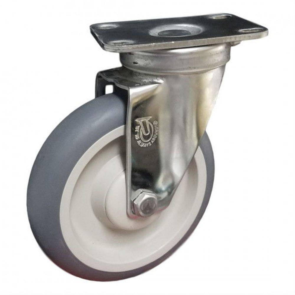 5" x 1-1/4" Food Service/Institional Stainless Steel Swivel Caster with Thermo-Pro Wheel - 73TP50GY4706YY