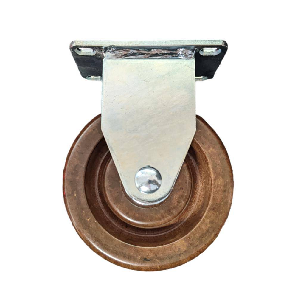 4" x 1-1/4" Light Medium Duty Rigid Caster with High Temp. Phenolic Wheel - 76HT40GQ9711YY