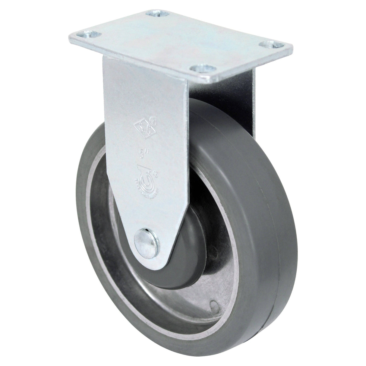 5" x 1-1/4" Light Medium Duty Rigid Caster with Rubber on Aluminum Wheel - 76RA50GI4306YY