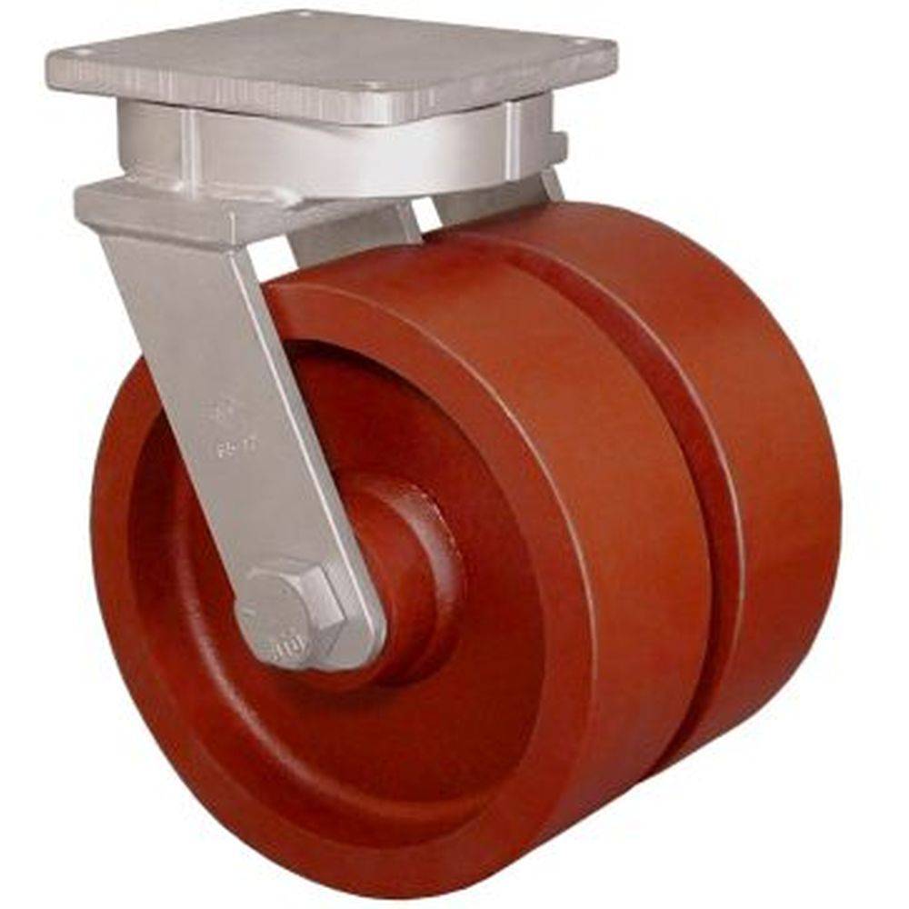 10" x 4" Extreme Duty Dual Wheel Kingpinless Swivel Caster with Ductile Steel Wheel - D4DS10NR3345PY