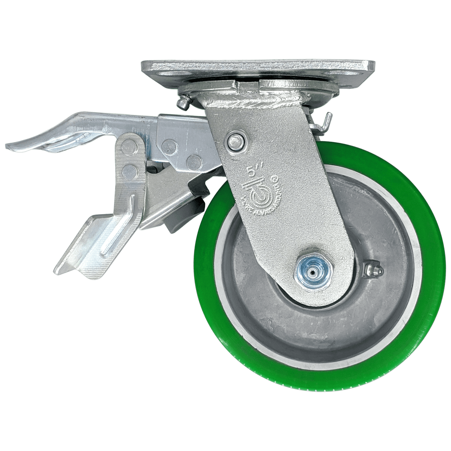 5" x 2" Leading Total Lock Swivel Caster with Polyon Aluminum Wheel - DTPA50JN0417YY
