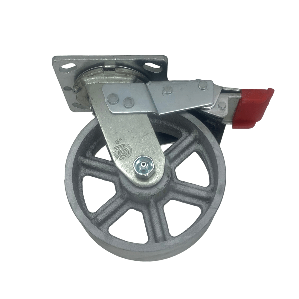 6" x 2" Trailing Total Lock Swivel Caster with Heavy-Duty Semi-Steel Wheel - FTHS60JS0417YY