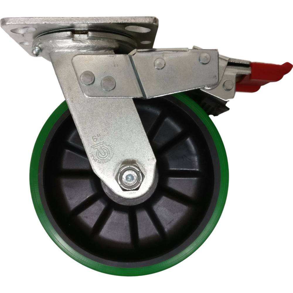 6" x 2" Trailing Total Lock Swivel Caster with Polyon Maxrok Wheel - FTMU60JG6017YY