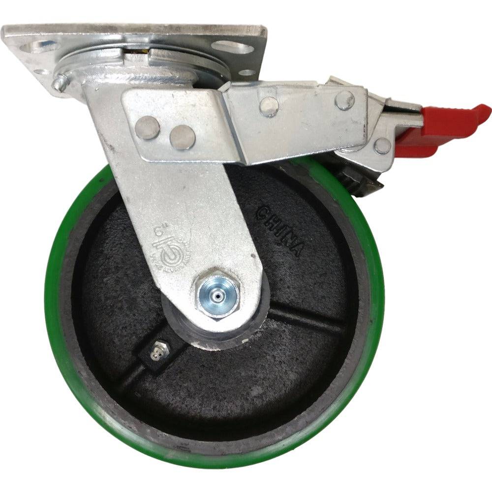6" x 2" Trailing Total Lock Swivel Caster with Polyon Wheel - FTPU60JG0417YY