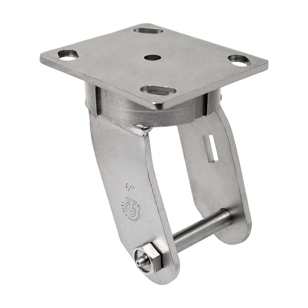 6" Stainless Steel Kingpinless Swivel Caster Yoke Only - 1/2" Axle Hole