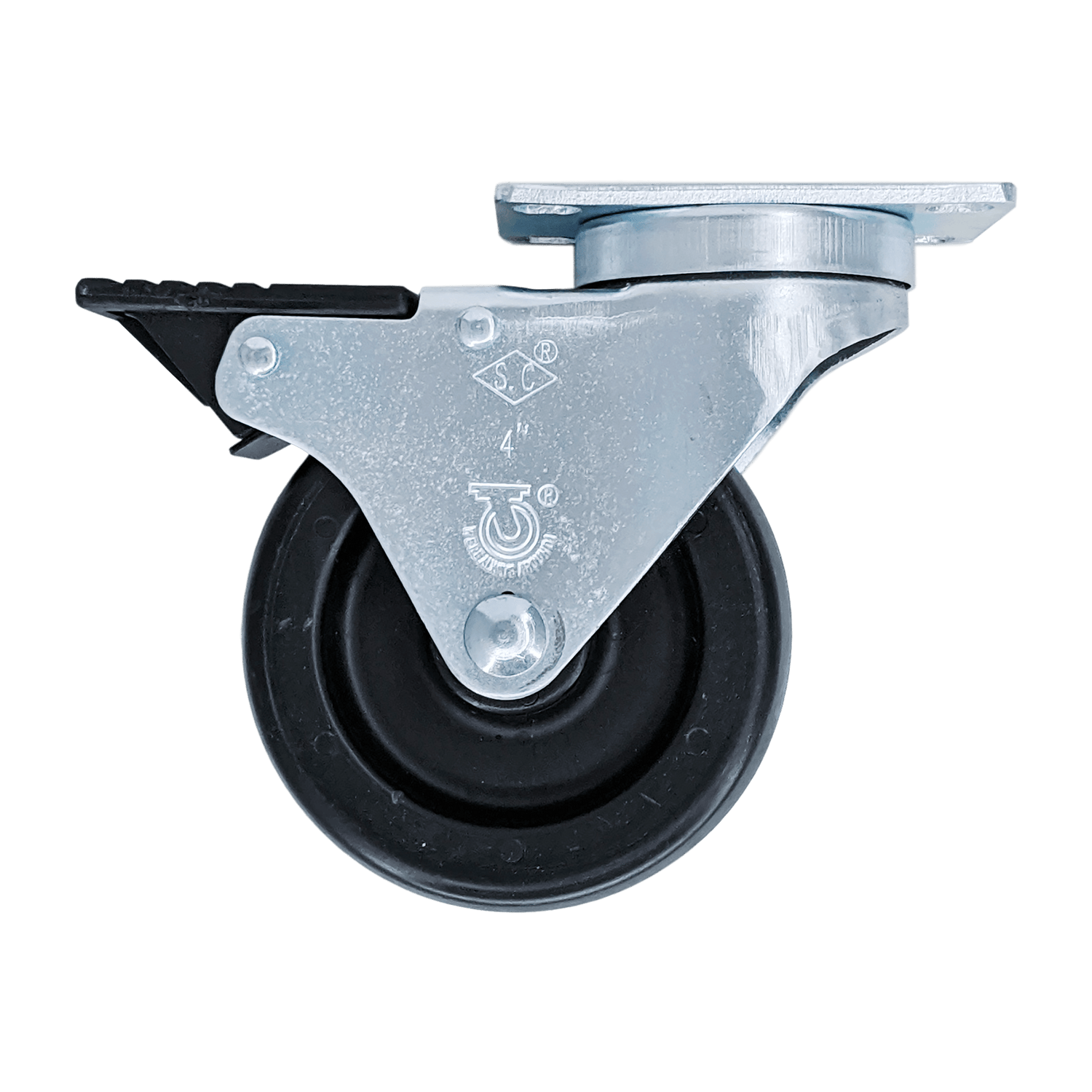 4" x 1-1/4" Light Medium Duty Total Lock Swivel Caster with Polyolefin Wheel - T3PO40GB8206YY