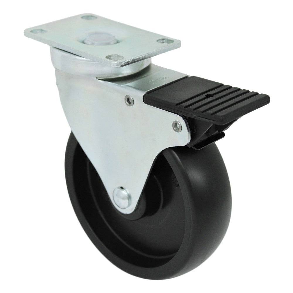 5" x 1-1/4" Light Medium Duty Total Lock Swivel Caster with Polyolefin Wheel - T3PO50GB8206YY