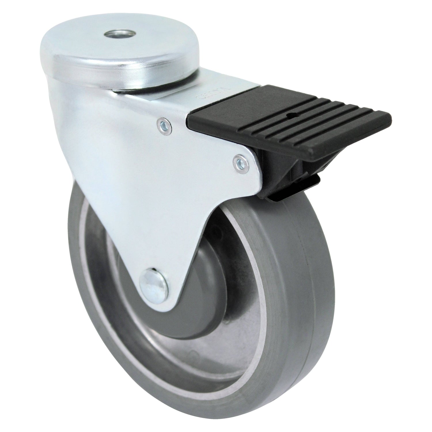 5" x 1-1/4" Light Medium Duty Total Lock Swivel Caster with Rubber on Aluminum Wheel - T3RA50GI43ZZYY