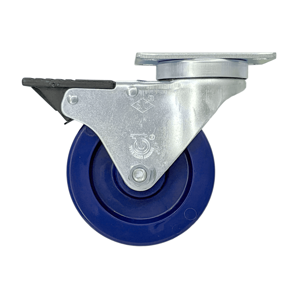 4" x 1-1/4" Light Medium Duty Total Lock Swivel Caster with Duralastomer Wheel - T3SU40GL9006YY