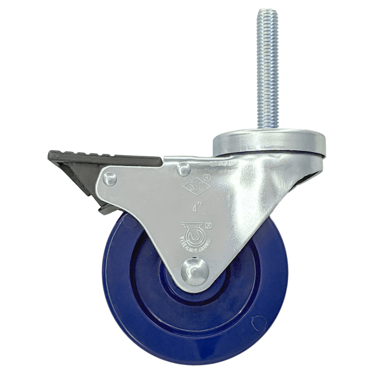 4" x 1-1/4" Light Medium Duty Total Lock Swivel Caster with Duralastomer Wheel - T3SU40GL9070YY