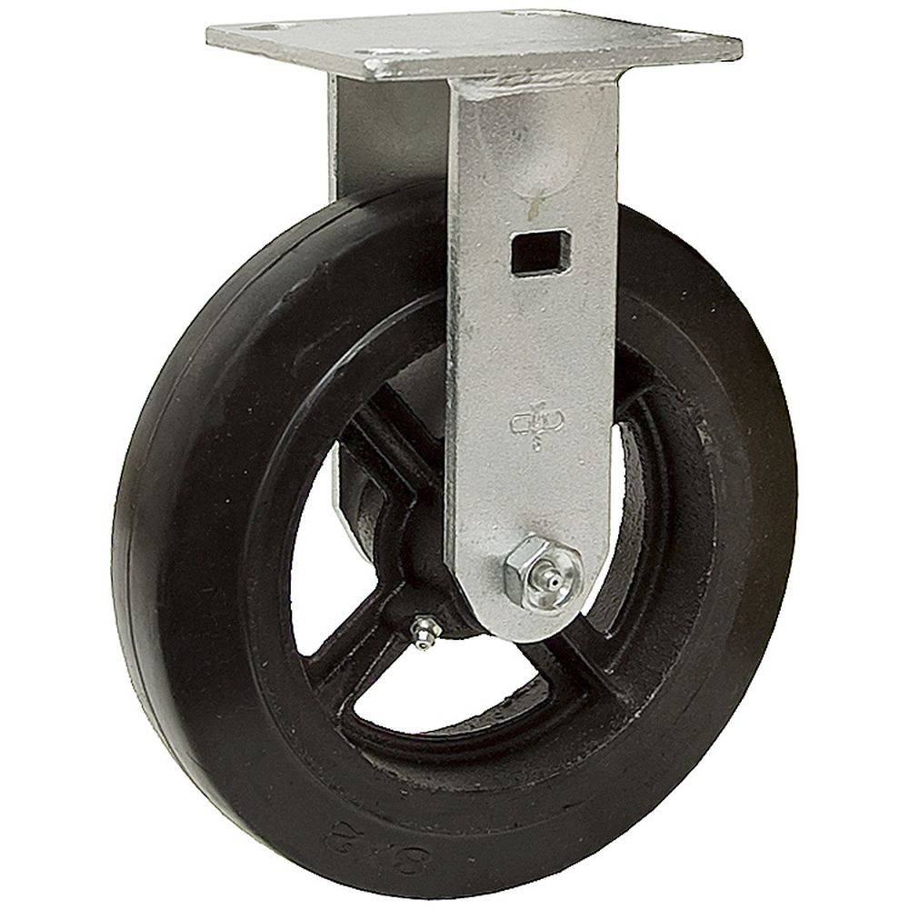 8" x 2" Medium Duty Series Rigid Caster with Mold-On Rubber on Cast Iron Wheel - 28RS80JB0417YY