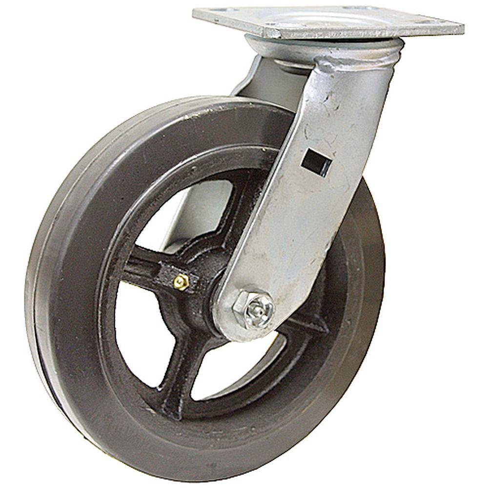 8" x 2" Medium Duty Series Swivel Caster with Mold-On Rubber on Cast Iron Wheel - 27RS80JB0417YY
