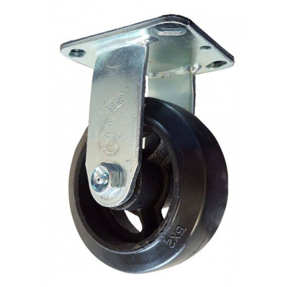 5" x 2" Medium Duty Series Rigid Caster with Mold-On Rubber on Cast Iron Wheel - 28RS50JB0417YY