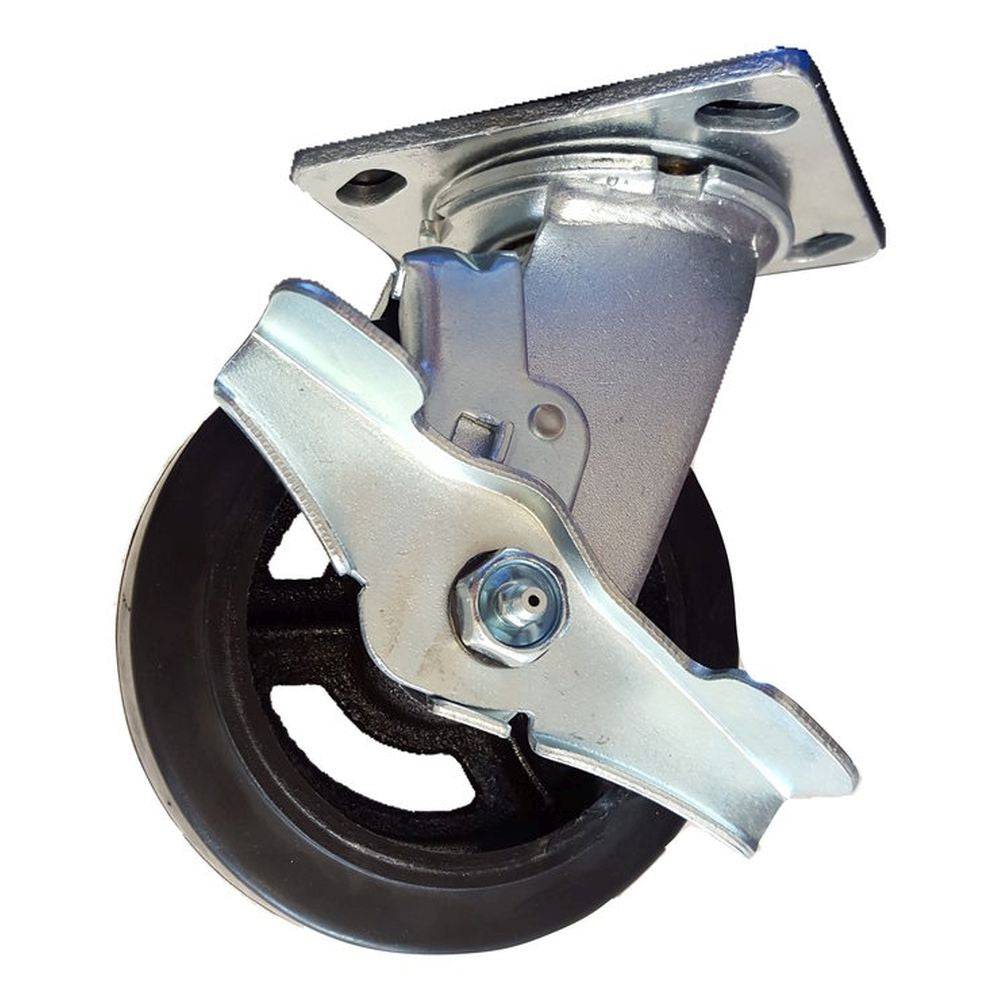 5" x 2" Medium Duty Series Swivel Caster with Mold-On Rubber on Cast Iron Wheel - 27RS50JB0417TY
