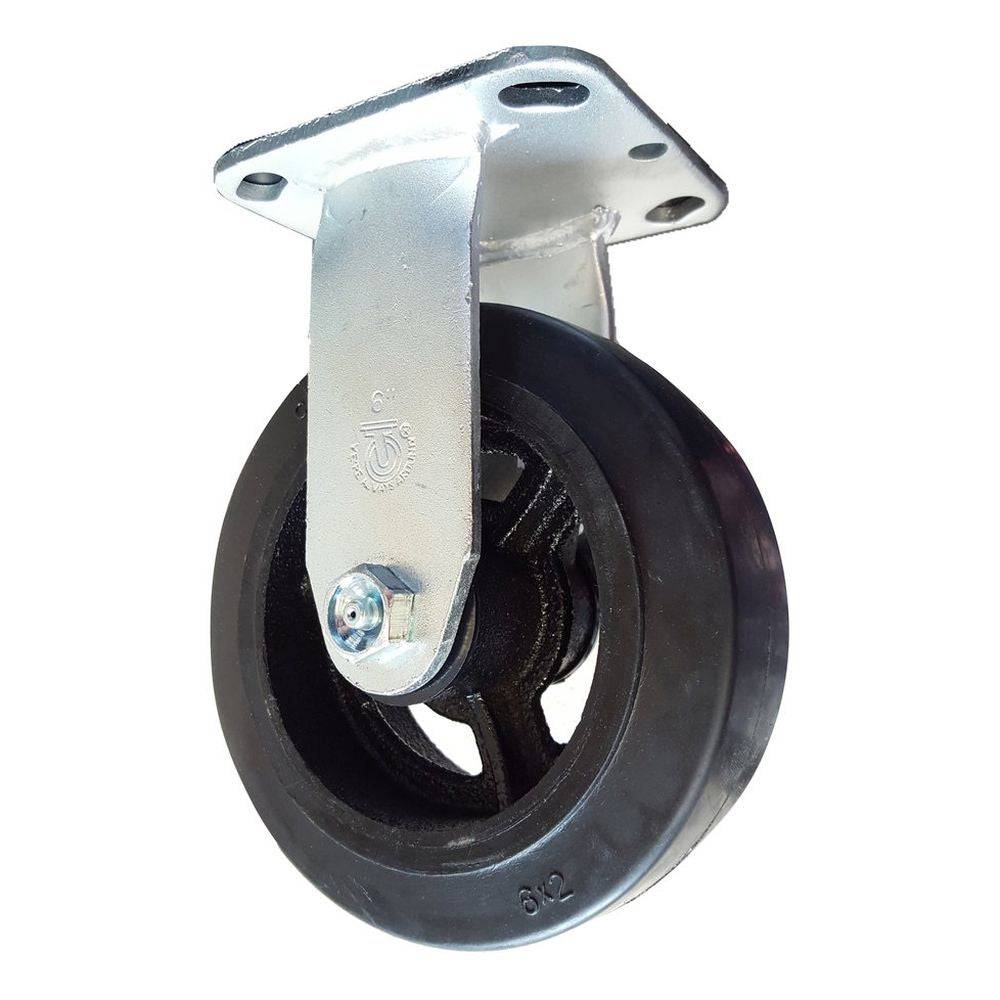 6" x 2" Medium Duty Series Rigid Caster with Mold-On Rubber on Cast Iron Wheel - 28RS60JB0417YY