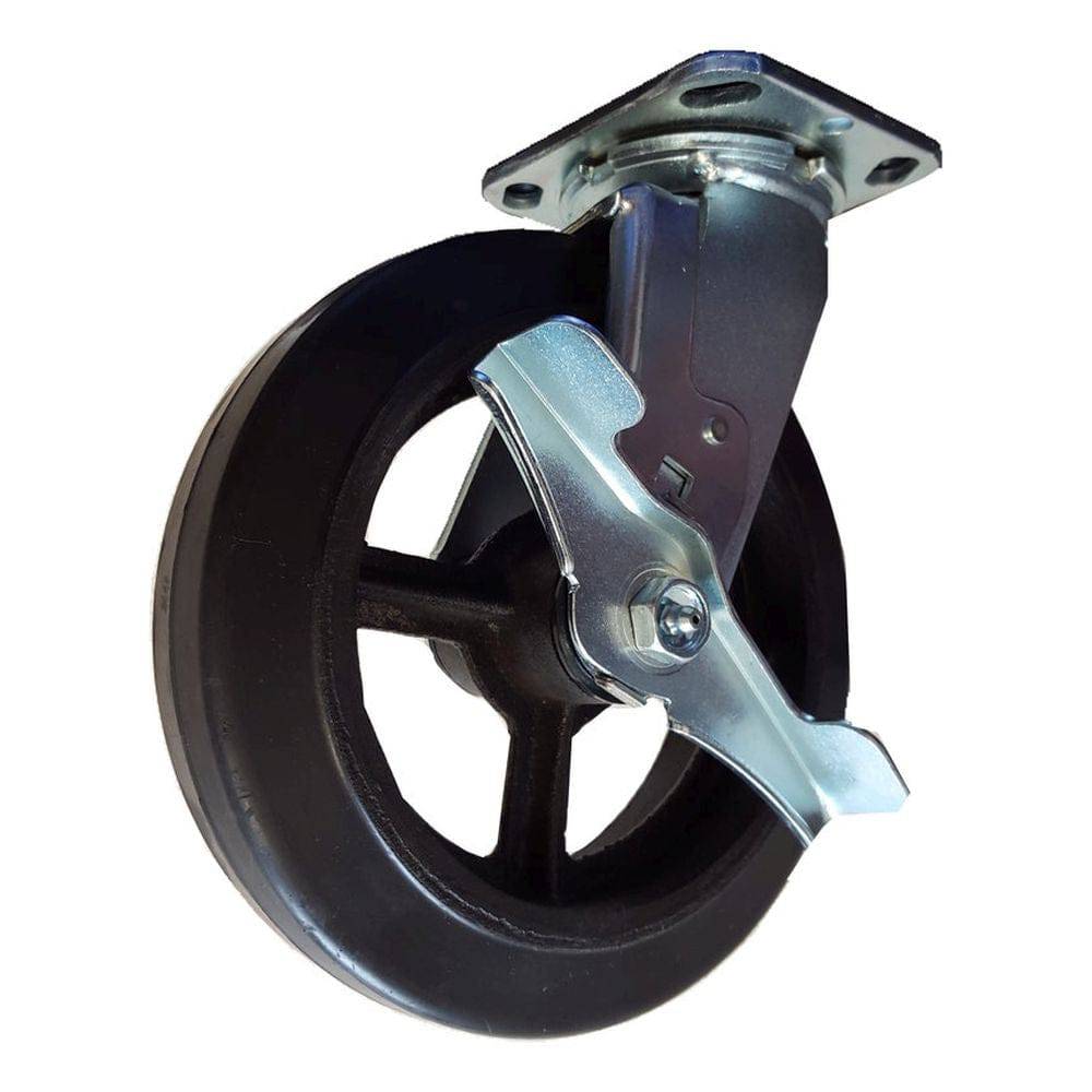 8" x 2" Medium Duty Series Swivel Caster with Mold-On Rubber on Cast Iron Wheel - 27RS80JB0417TY