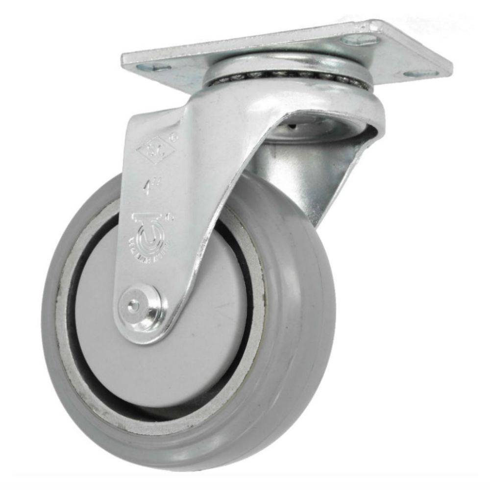 4" x 1-1/4" Light Medium Duty Swivel Caster with Rubber on Aluminum Wheel - 75RA40GI4306YY