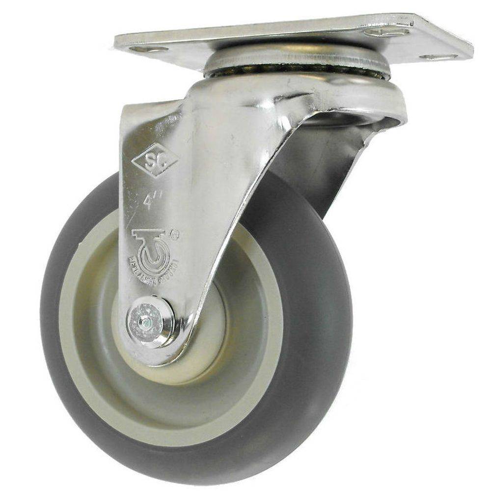 4" x 1-1/4" Light Medium Duty Stainless Steel Rigid Caster with Thermo-Pro Wheel - 16TP40GY4706YY