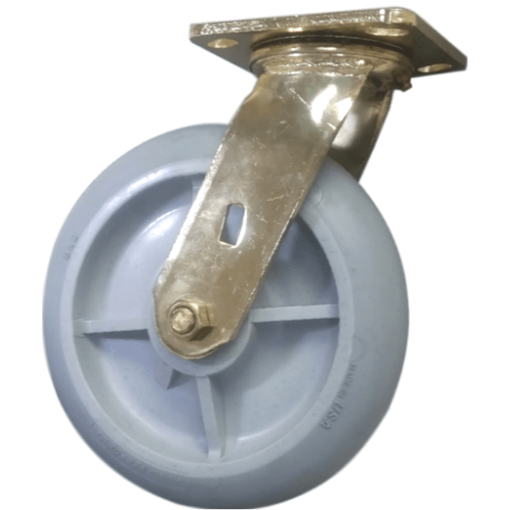 8" x 2" Brass Plated Pneumatic Swivel Caster with Thermo-Pro Wheel - 69TP80JX0417YY