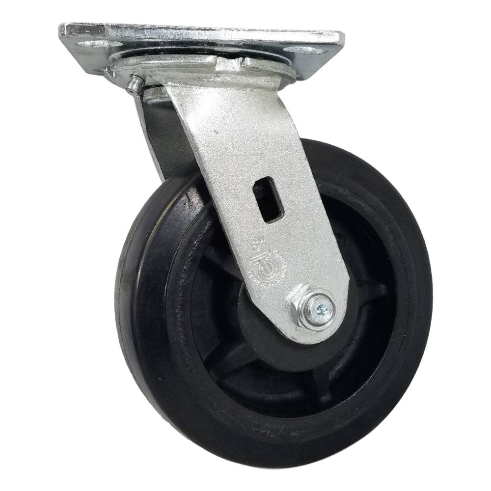 6" x 2" Medium Duty Series Swivel Caster with Rubber on Nylon Wheel - 27NR60JB6017YY