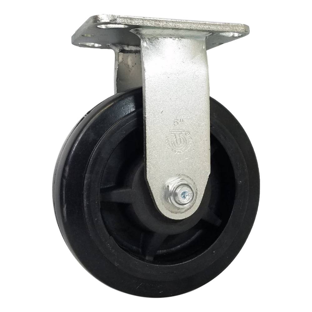 6" x 2" Medium Duty Series Rigid Caster with Rubber on Nylon Wheel - 28NR60JB6017YY