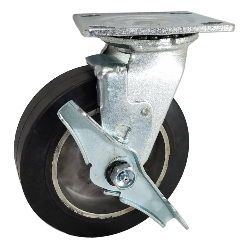 6" x 2" Medium Duty Series Swivel Caster with Rubber on Aluminum Wheel - 27RA60JB0417TY