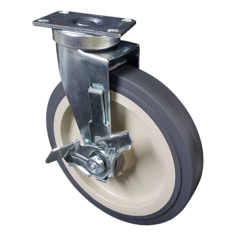 8" x 1-1/2" Medium Duty Stamped Swivel Plate Caster with Poly-Pro Wheel - 79PP80HT5306VY
