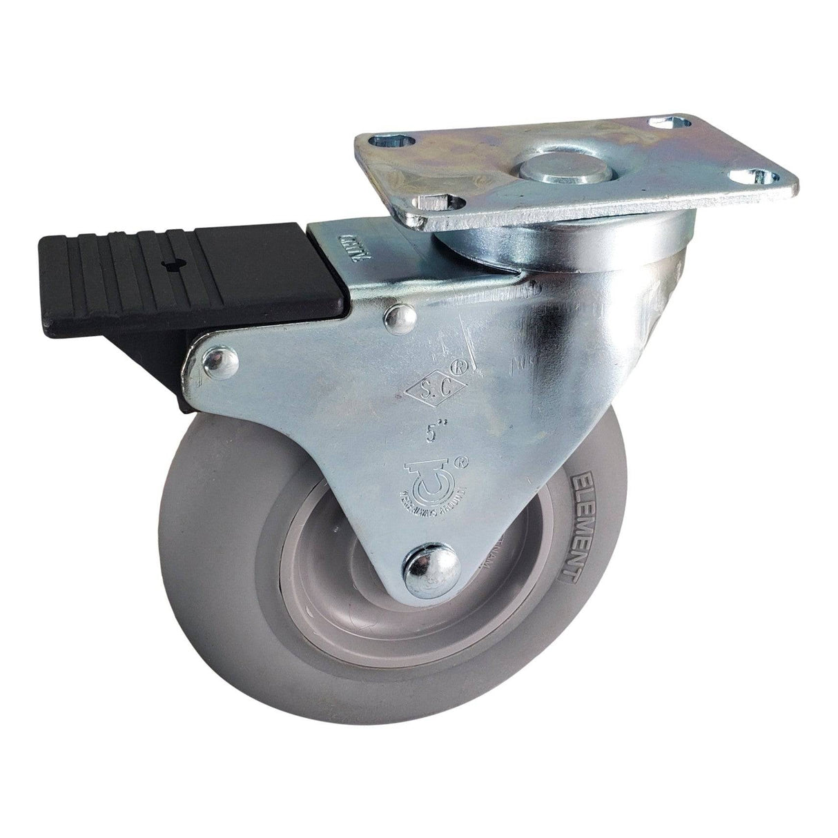 5" x 1-1/4" Light Medium Duty Total Lock Swivel Caster with Element Wheel - T3EL50GI4306YY