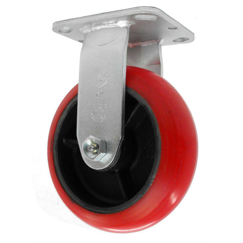 6" x 2" Medium Duty Series Rigid Caster with Polyflexon on Cast Iron Wheel - 28RP60JK0417YY