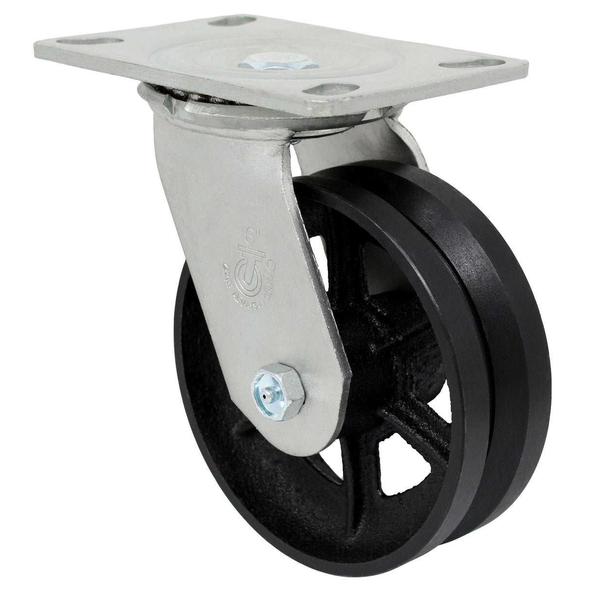 6" x 2" Medium Heavy Duty Series Swivel Caster with Cast Iron V-Groove Wheel - 43VG60JT0419YY