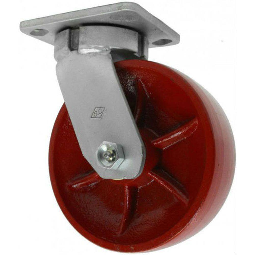 8" x 2" Heavy Duty Kingpinless Swivel Caster with Energy Saver Ductile Steel Wheel - 45CD80JR0417PY