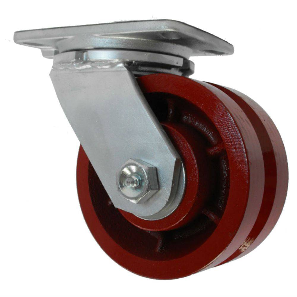 6" x 3" Heavy Duty Series Swivel Caster with Ductile Steel V-Groove Wheel - 53DV60LW2419YY
