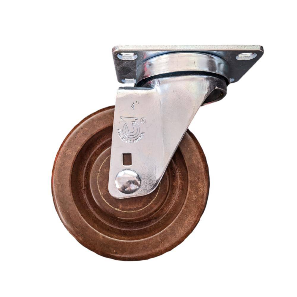 4" x 1-1/4" Light Medium Duty Swivel Caster with High Temp. Phenolic Wheel - 75HT40GQ9711YY