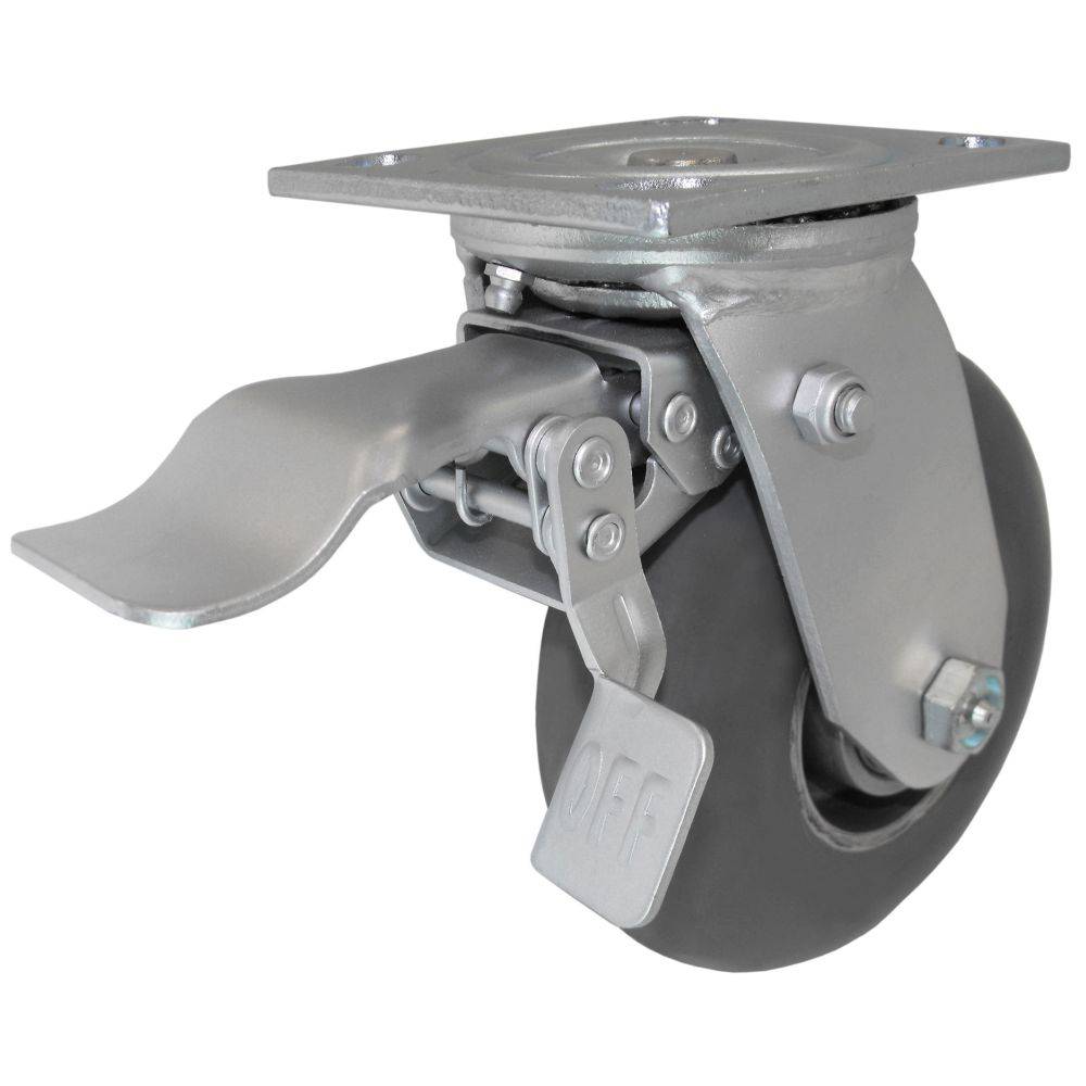 6" x 2" Leading Total Lock Swivel Caster with Dura-Cushion Wheel - DTBC60JZ6317YY