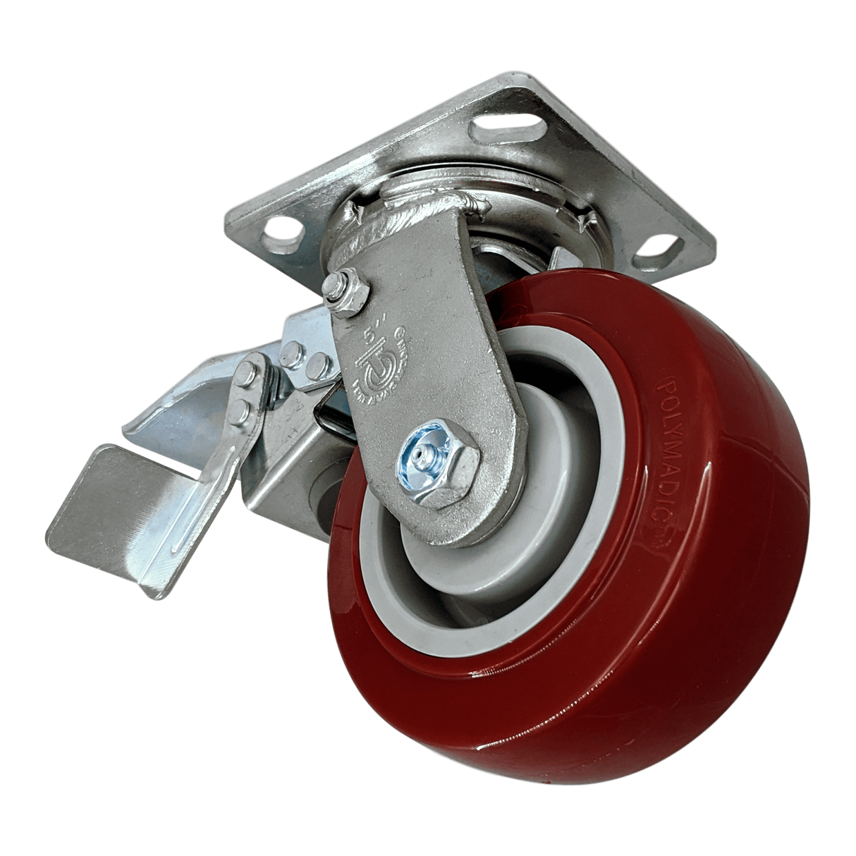 5" x 2" Leading Total Lock Swivel Caster with Polymadic Wheel - DTPM50JM6017YY